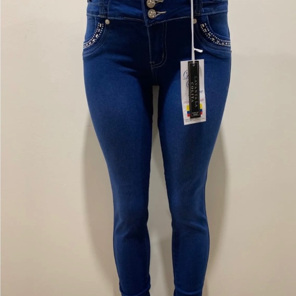 New diva star high rise stretch push up Colombian medium blue skinny jeans - Picture 4 of 4